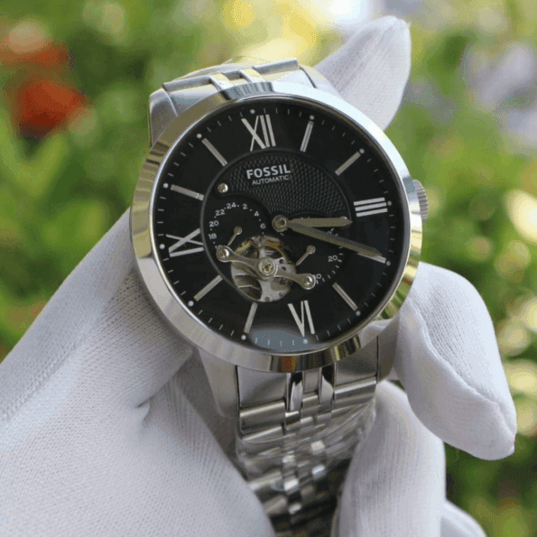 Fossil Men's Townsman Automatic Stainless Steel Two-Hand Subeye Watch, Color Silver Model ME3107-6