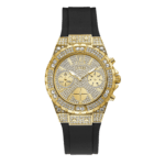 Guess Watch For Women GW0038L – Gold Dial with Black Strap -1