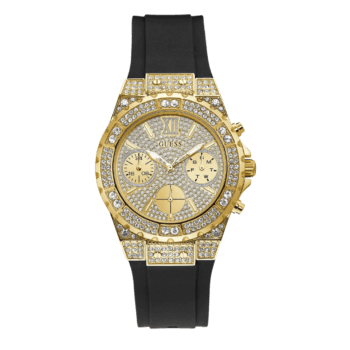 Guess Watch For Women GW0038L - Gold Dial with Black Strap -1