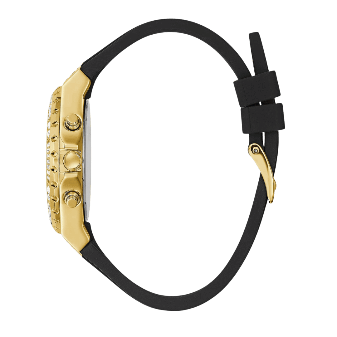 Guess Watch For Women GW0038L - Gold Dial with Black Strap -2