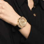 Guess Watch For Women GW0038L – Gold Dial with Black Strap -1