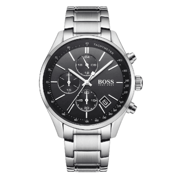 Original BOSS Watches Men's Chronograph Quartz Watch 1513477, Silver,Strap with Black Dial -1