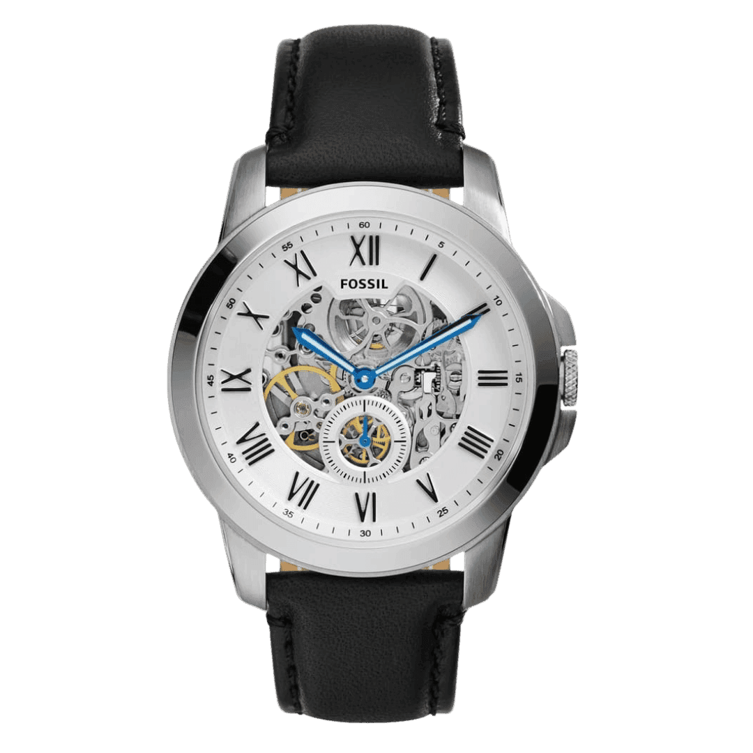 Original Fossil Grant For Men Silver Dial Leather Band Automatic Watch - ME3053-1 Original Fossil Grant For Men Silver Dial Leather Band Automatic Watch - ME3053-1