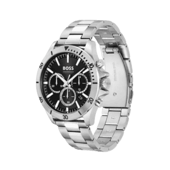 Original HUGO BOSS TROPER MEN's BLACK DIAL, STAINLESS STEEL WATCH - 1514057, Silver:Black -2