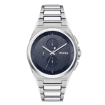 Original Hugo BOSS Chronograph Quartz Watch for Men with Silver Stainless Steel Bracelet – 1514048 -1