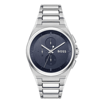 Original Hugo BOSS Chronograph Quartz Watch for Men with Silver Stainless Steel Bracelet - 1514048 -1