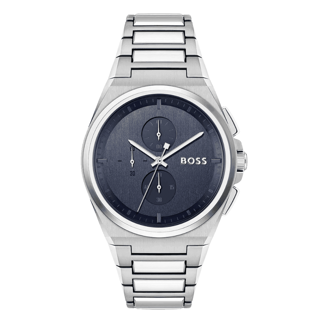 Original Hugo BOSS Chronograph Quartz Watch for Men with Silver Stainless Steel Bracelet - 1514048 -1