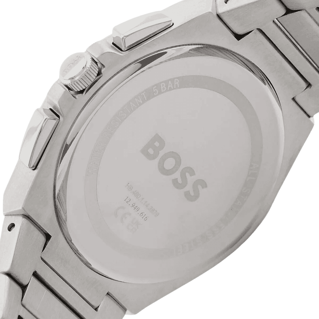 Original Hugo BOSS Chronograph Quartz Watch for Men with Silver Stainless Steel Bracelet - 1514048 -4