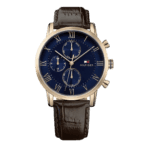Tommy Hilfiger Men's Blue Dial Leather Band Watch - 1791399 -1