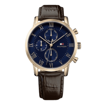 Tommy Hilfiger Men's Blue Dial Leather Band Watch - 1791399 -1