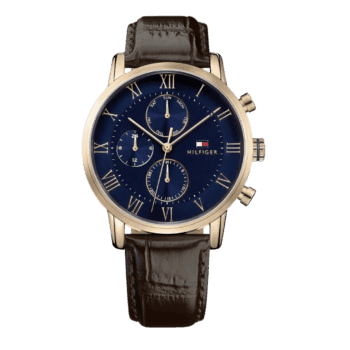 Tommy Hilfiger Men's Blue Dial Leather Band Watch - 1791399 -1