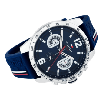 Tommy Hilfiger Men's Blue Dial Rubber Band Watch - 1791476-1