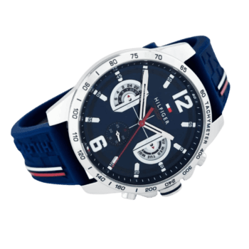 Tommy Hilfiger Men's Blue Dial Rubber Band Watch - 1791476-1