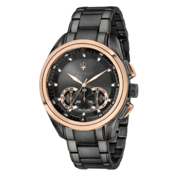 Maserati R8873612016 Chronograph Contrast Bezel Round Stainless Steel Analog Watch for Men - Black -1