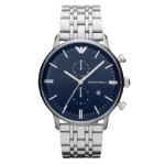 Original Emporio Armani AR1648 Men's Stainless Steel Analog Watch Blue Dial -1