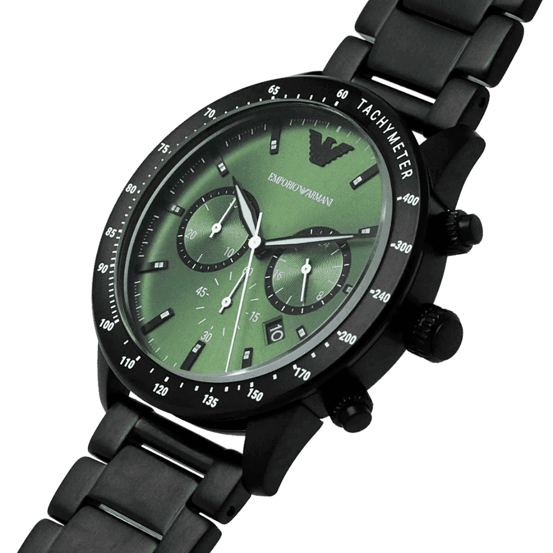 Original Emporio Armani Casual Watch AR11472, Black, Green Dial -4 Original Emporio Armani Casual Watch AR11472, Black, Green Dial -4
