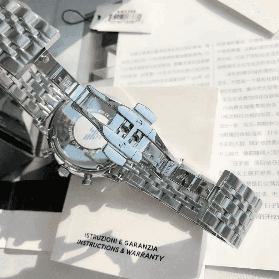 Original Emporio Armani Classic For Men - Analog Stainless Steel Band Watch - AR0389 -4 Original Emporio Armani Classic For Men - Analog Stainless Steel Band Watch - AR0389 -4