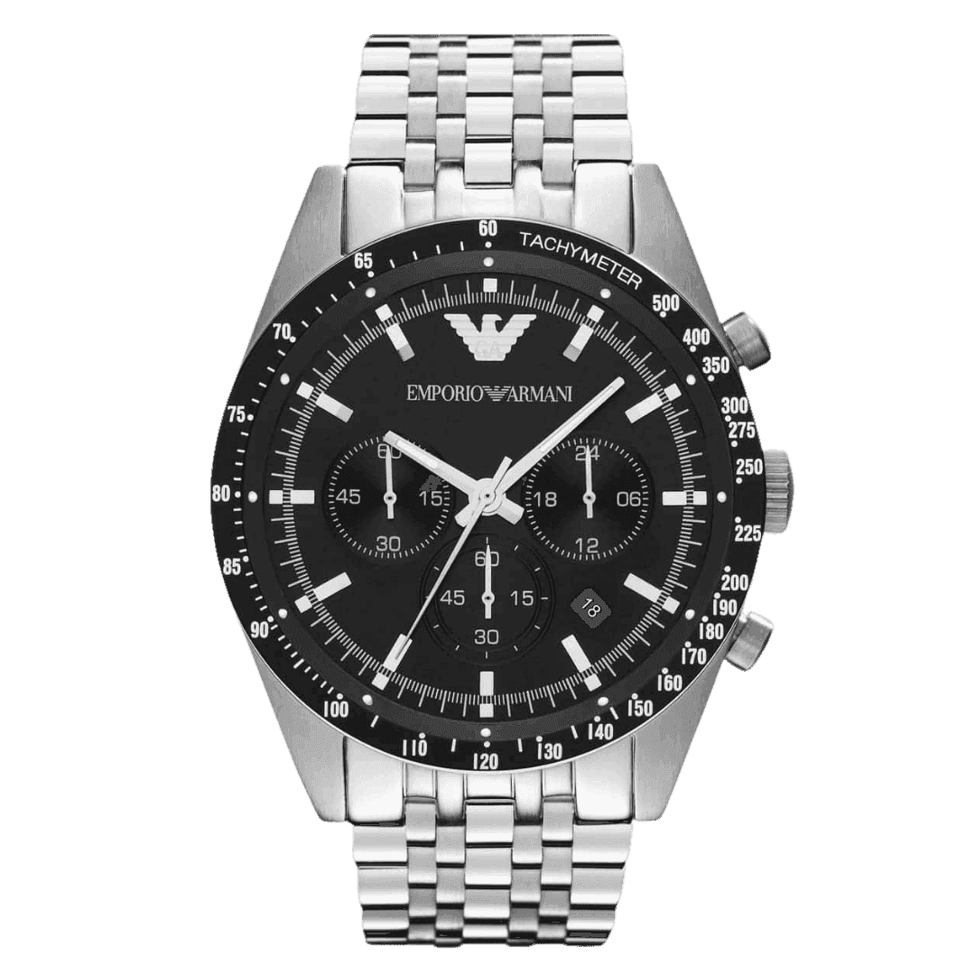 Original Emporio Armani Dress Watch For Men Analog Stainless Steel Black Dial - AR5988 -1