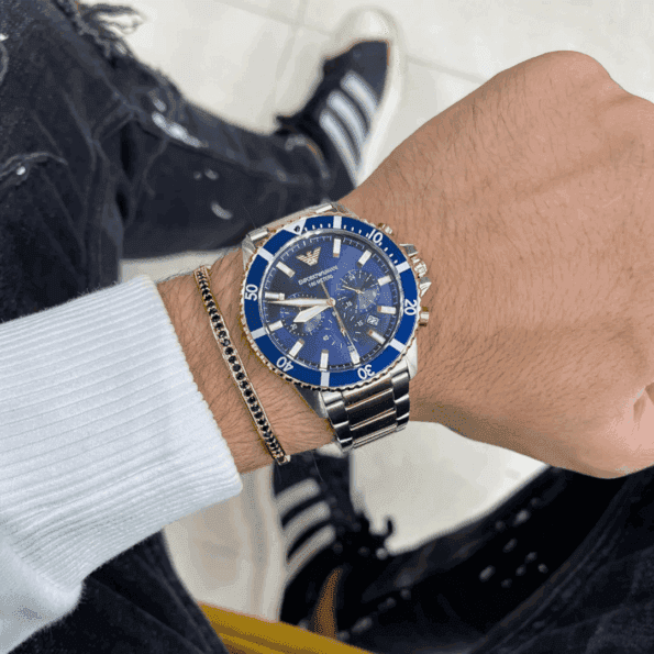 Original Emporio Armani KORANZ AR11362 Chronograph Analog Watch for Men Blue Dail -8