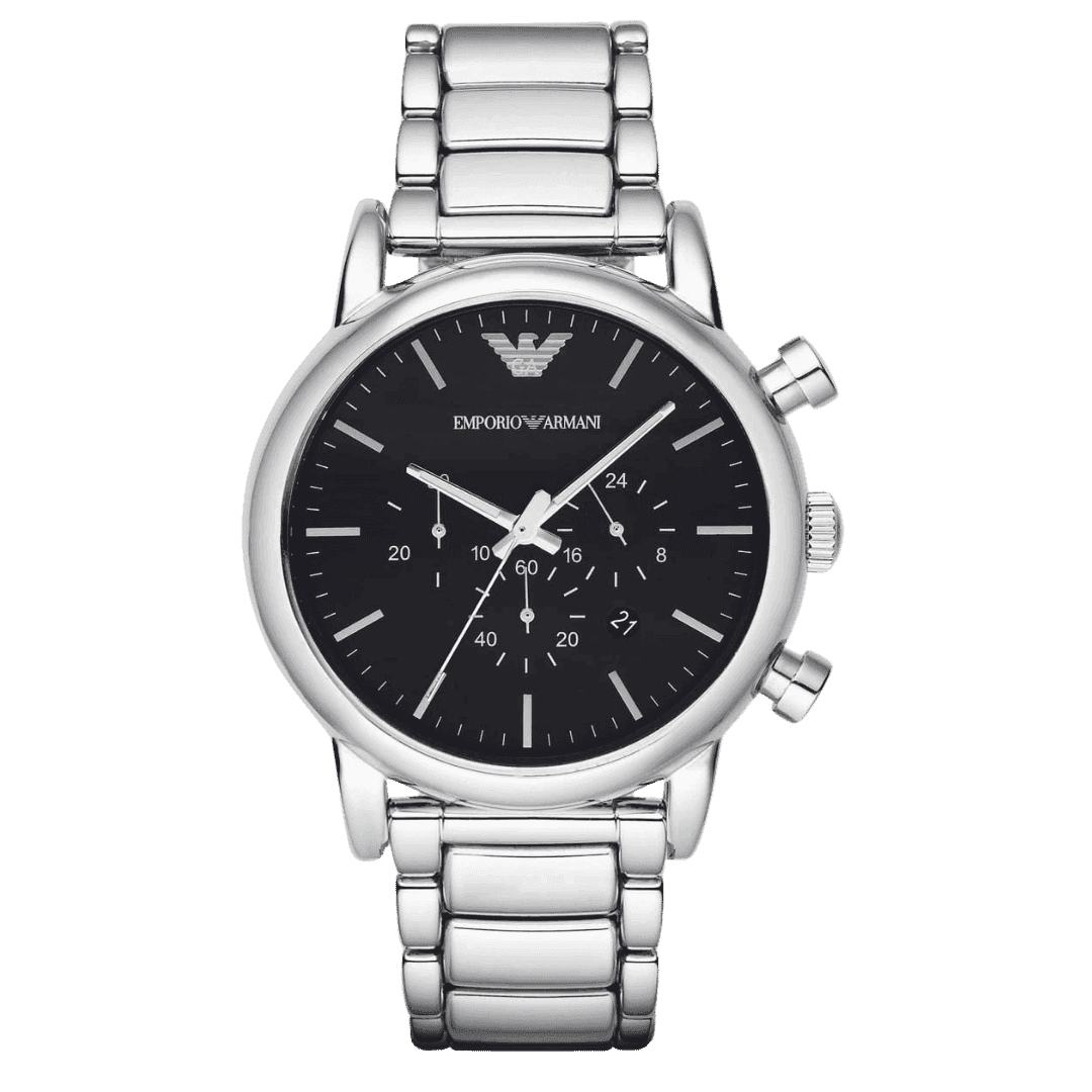 Original Emporio Armani Luigi Men's Stainless Steel Band Watch - Black Dial - AR1894-1