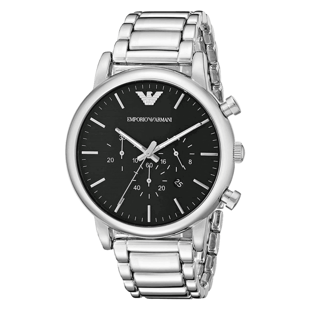 Original Emporio Armani Luigi Men's Stainless Steel Band Watch - Black Dial - AR1894-2