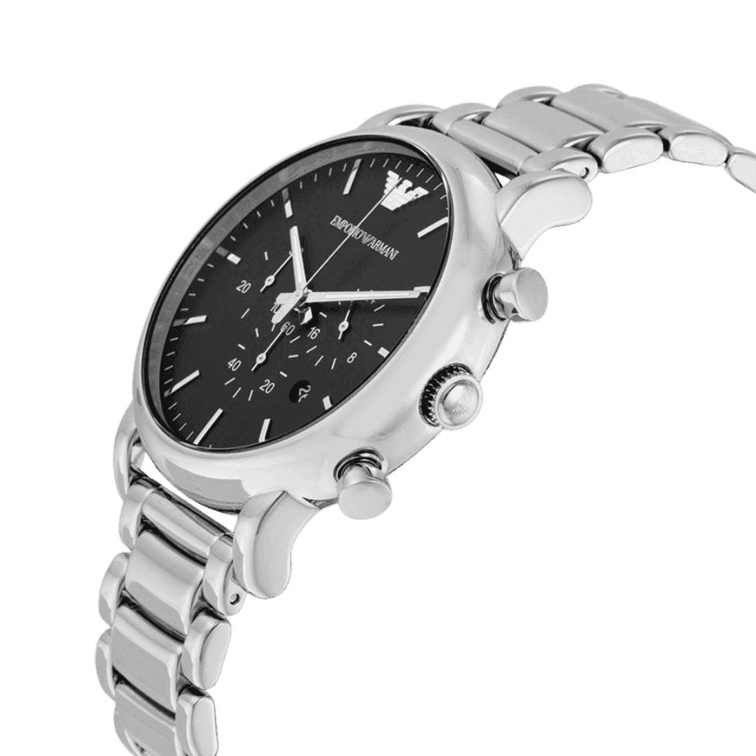 Original Emporio Armani Luigi Men's Stainless Steel Band Watch - Black Dial - AR1894-3