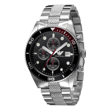 Original Emporio Armani Men'S Black Dial Stainless Steel Band Chronograph Watch AR5855 -1