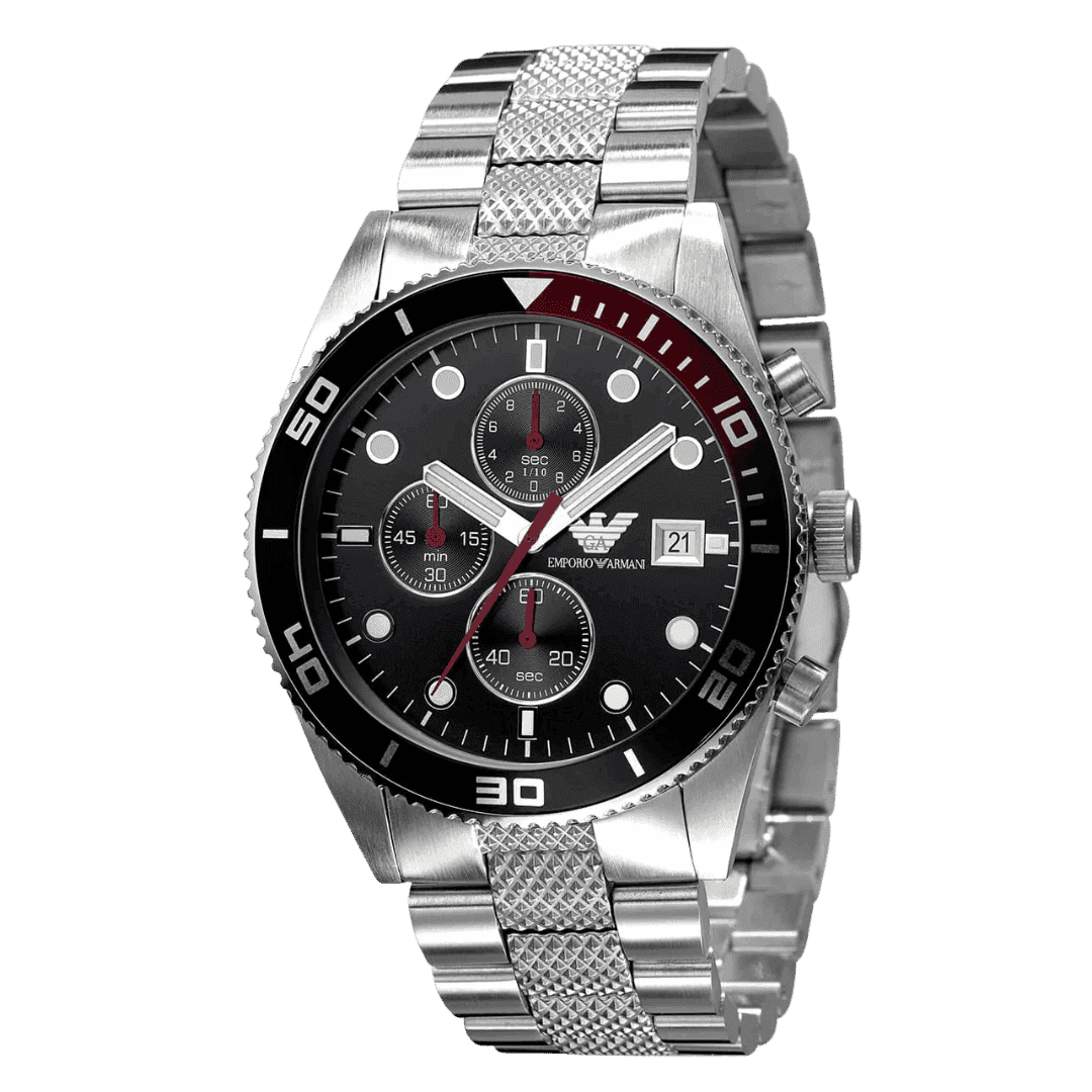 Original Emporio Armani Men'S Black Dial Stainless Steel Band Chronograph Watch AR5855 -1 Original Emporio Armani Men'S Black Dial Stainless Steel Band Chronograph Watch AR5855 -1