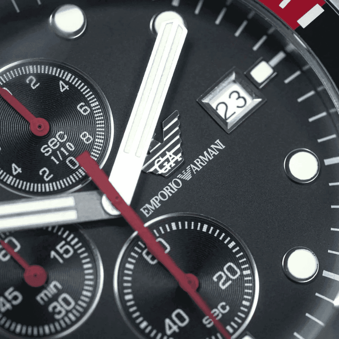 Original Emporio Armani Men'S Black Dial Stainless Steel Band Chronograph Watch AR5855 -3 Original Emporio Armani Men'S Black Dial Stainless Steel Band Chronograph Watch AR5855 -3