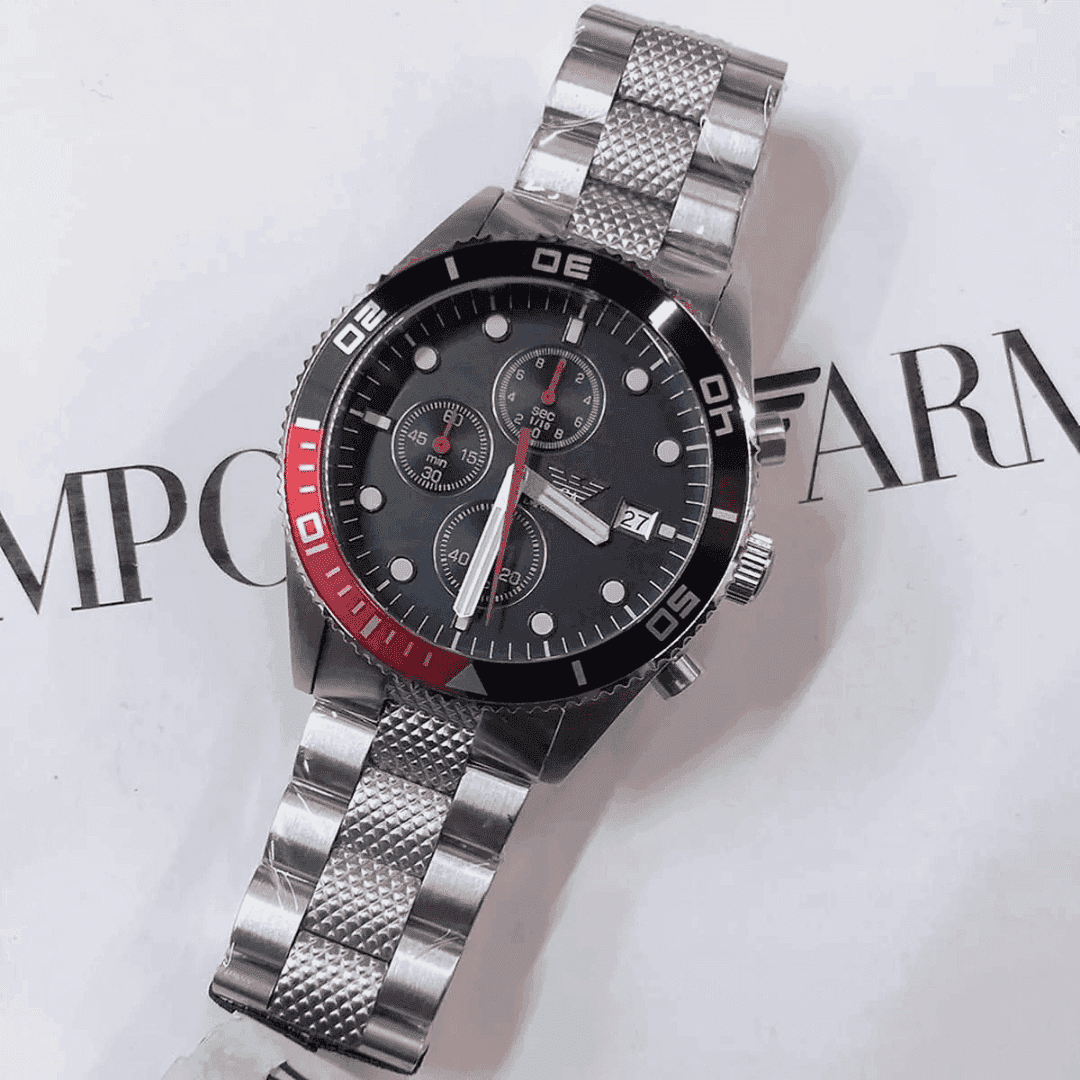 Original Emporio Armani Men'S Black Dial Stainless Steel Band Chronograph Watch AR5855 -5 Original Emporio Armani Men'S Black Dial Stainless Steel Band Chronograph Watch AR5855 -5