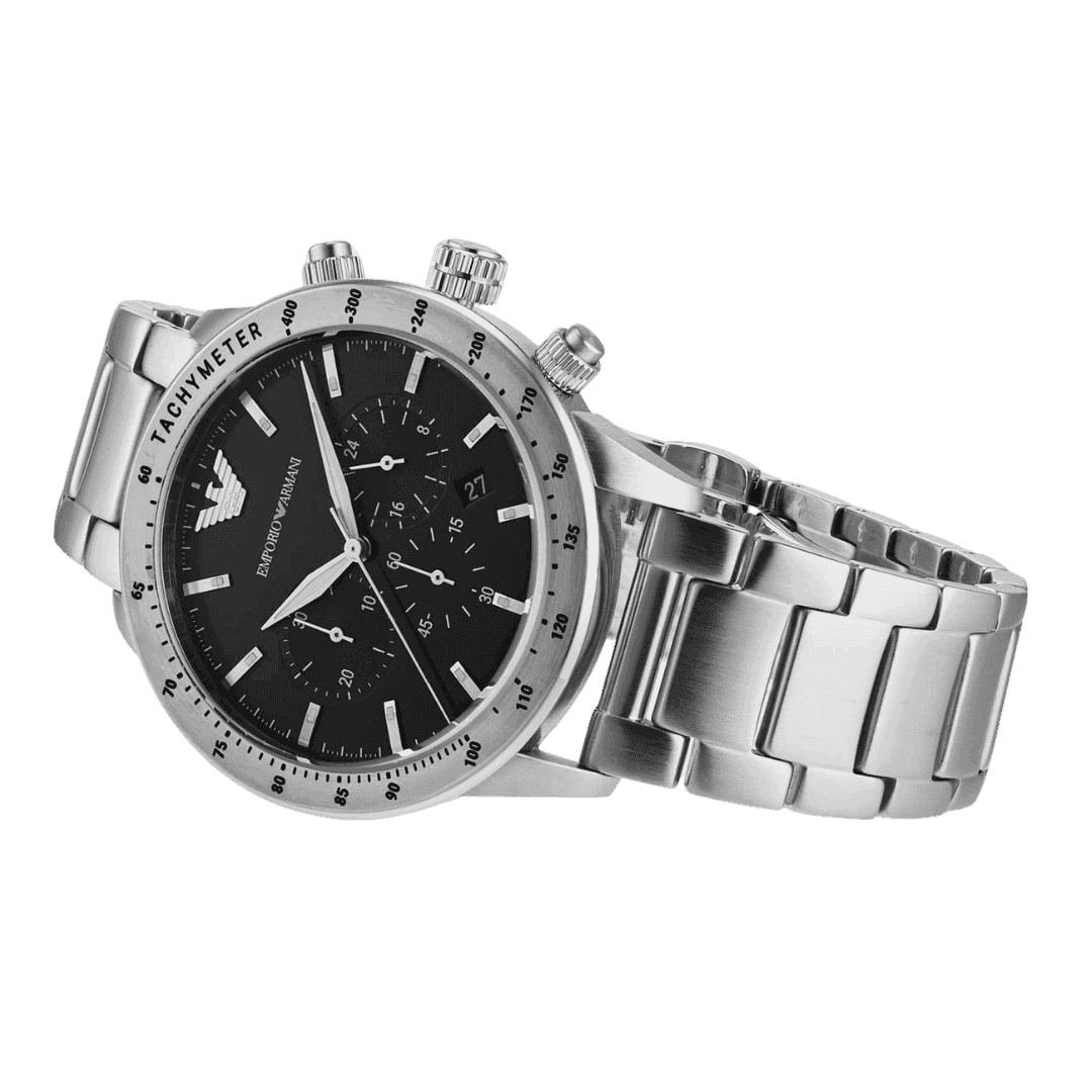 Original Emporio Armani Men's Black Dial Stainless Steel Analog Watch AR11241 -3 Original Emporio Armani Men's Black Dial Stainless Steel Analog Watch AR11241 -3