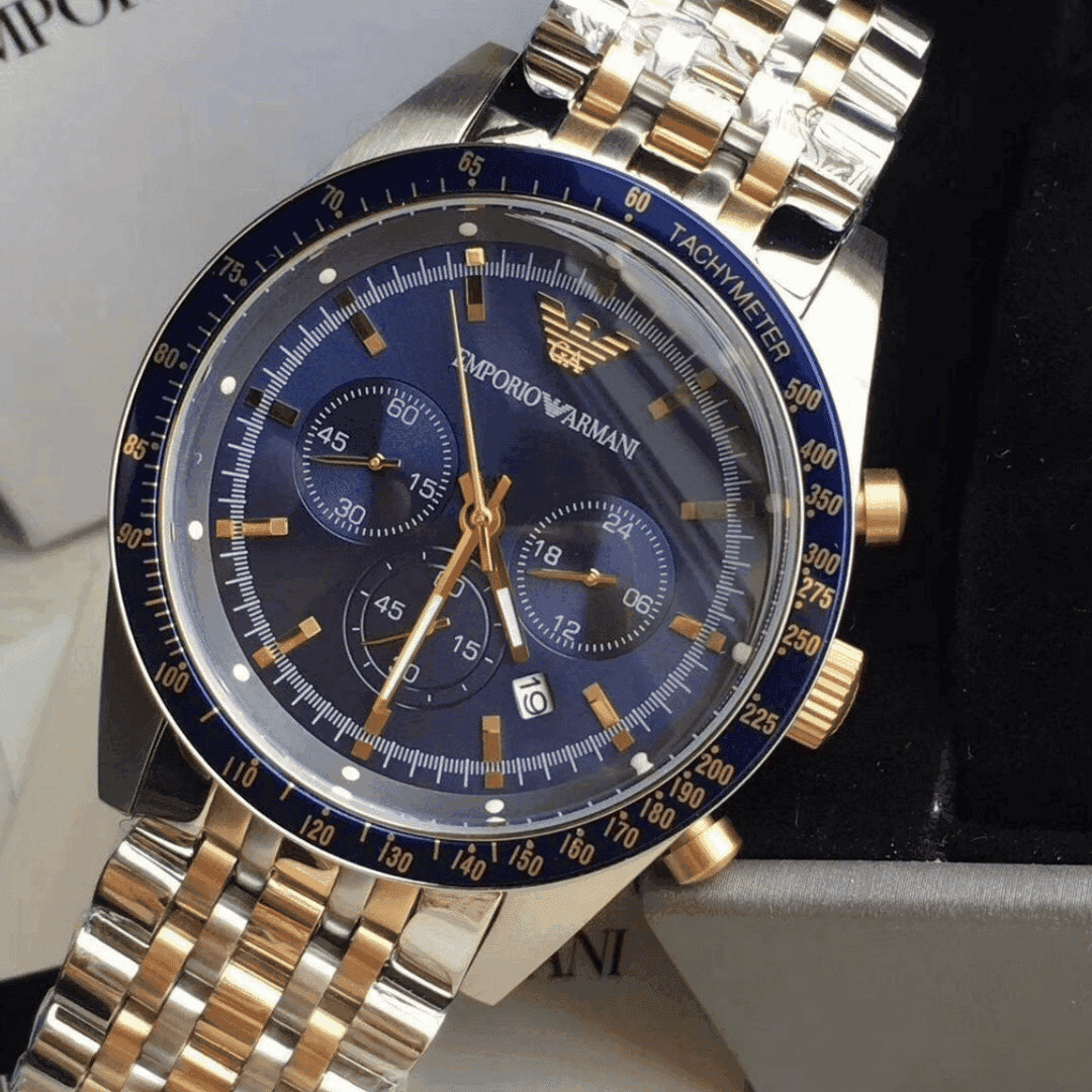 Original Emporio Armani Tazio Blue Dial Stainless Steel Men's Watch AR6088 -5 Original Emporio Armani Tazio Blue Dial Stainless Steel Men's Watch AR6088 -5