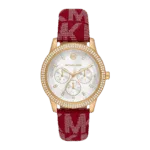 Original Michael Kors Ladies Tibby White Dial MK Logo Red Leather Strap Watch MK2975 -1
