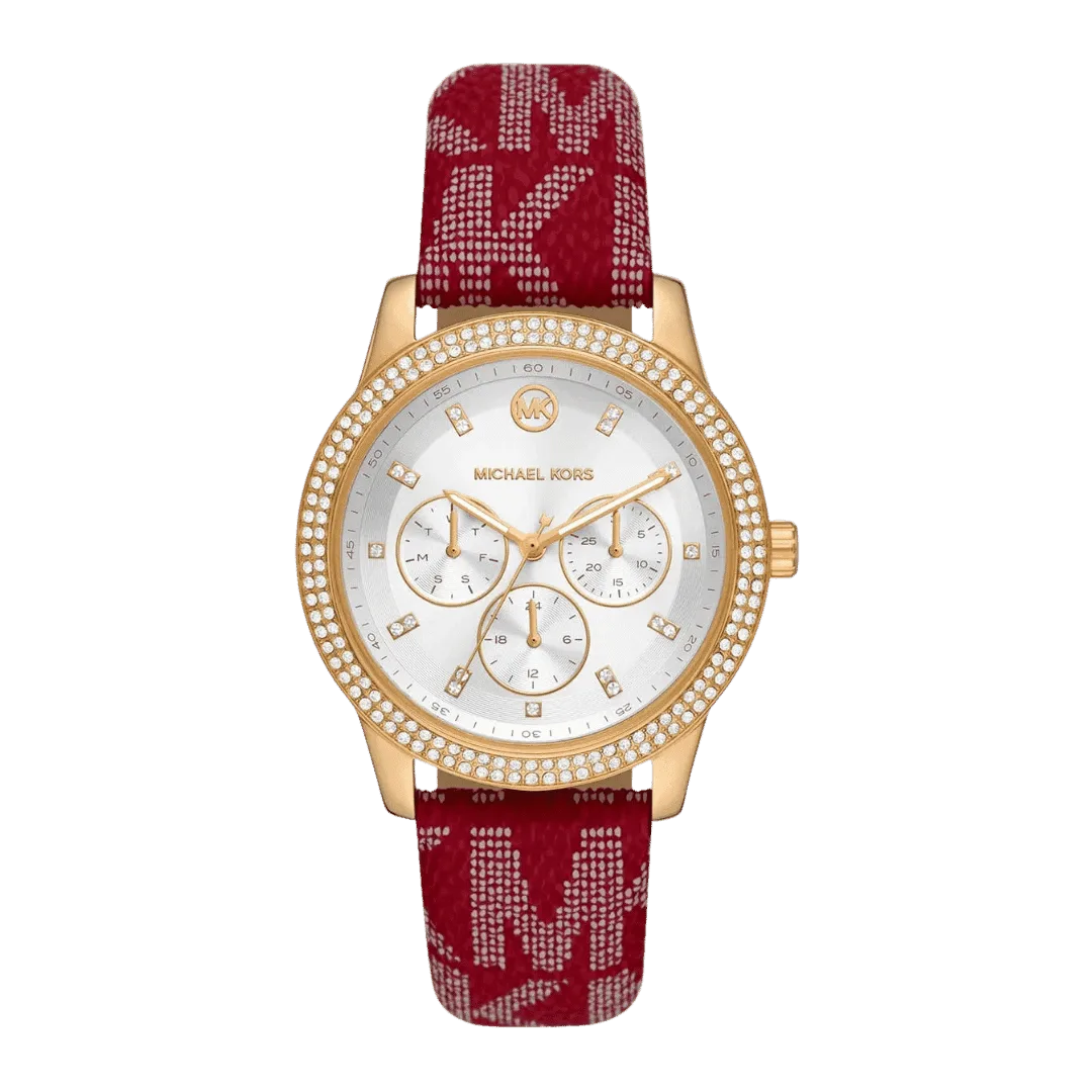 Original Michael Kors Ladies Tibby White Dial MK Logo Red Leather Strap Watch MK2975 -1 Original Michael Kors Ladies Tibby White Dial MK Logo Red Leather Strap Watch MK2975 -1