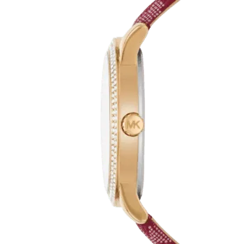 Original Michael Kors Ladies Tibby White Dial MK Logo Red Leather Strap Watch MK2975 -2