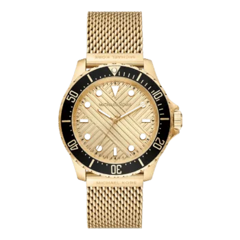 Original Michael Kors Oversized Slim Everest Gold & Black Mens Mesh Watch MK9083 -1