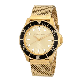 Original Michael Kors Oversized Slim Everest Gold & Black Mens Mesh Watch MK9083 -2