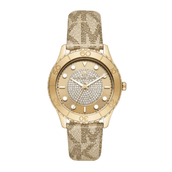 Original Michael Kors Watch for Women, Quartz Movement, Analog Display, Gold Gold Strap-MK6999 -1