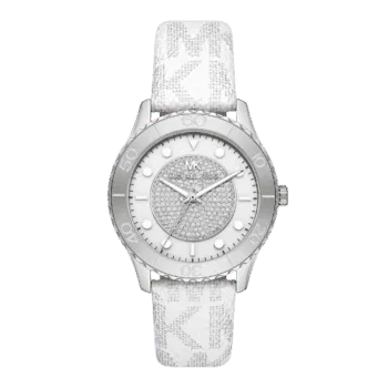 Original Michael Kors Watch for Women, Quartz Movement, Analog Display, White White Strap-MK6998 -1