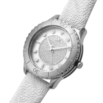 Original Michael Kors Watch for Women, Quartz Movement, Analog Display, White White Strap-MK6998 -2