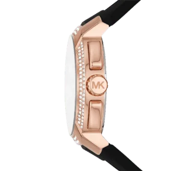 Original Michael Kors Women's Sidney Stainless Steel Case - Quartz Watch with Silicone Black Strap MK7245 -2