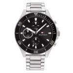 Original Tommy Hilfiger Men Black Dial Watch with Stainless steel strap – 1791916 -1