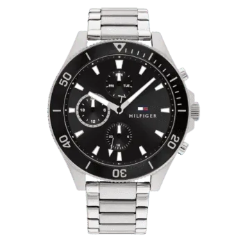 Original Tommy Hilfiger Men Black Dial Watch with Stainless steel strap - 1791916 -1