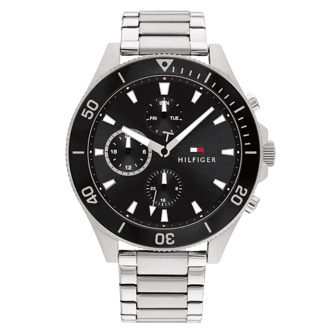 Original Tommy Hilfiger Men Black Dial Watch with Stainless steel strap - 1791916 -1 Original Tommy Hilfiger Men Black Dial Watch with Stainless steel strap - 1791916 -1