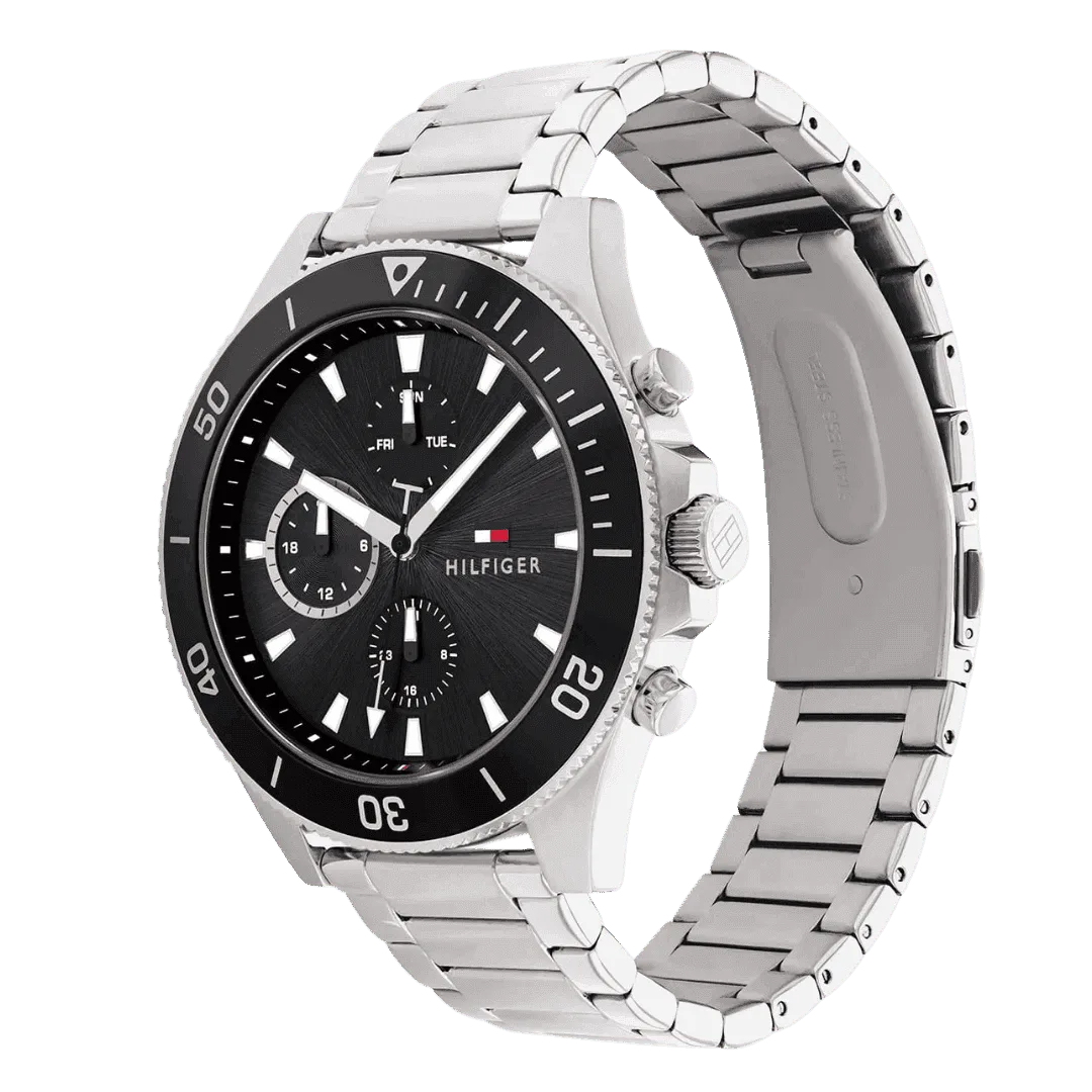 Original Tommy Hilfiger Men Black Dial Watch with Stainless steel strap - 1791916 -2 Original Tommy Hilfiger Men Black Dial Watch with Stainless steel strap - 1791916 -2