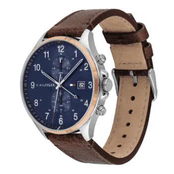 Original Tommy Hilfiger Men's Leather Strap Analog Wrist Watch 1791712 - 44 mm - Brown Strap-2