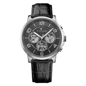 Original Tommy Hilfiger Mens Quartz Watch, Multi dial Display and Leather Strap 1791289 - Grey Dial -1