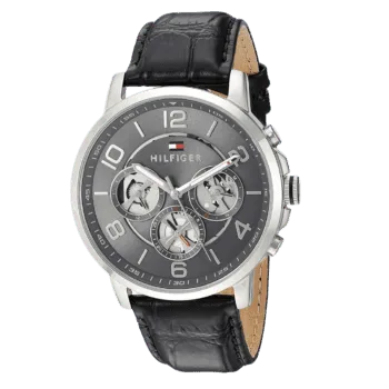 Original Tommy Hilfiger Mens Quartz Watch, Multi dial Display and Leather Strap 1791289 - Grey Dial -2