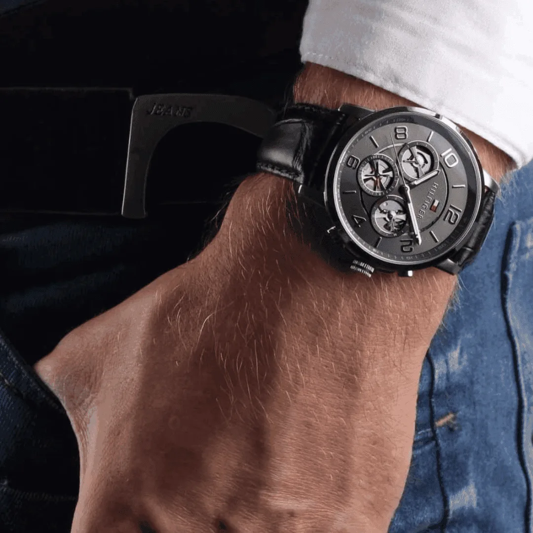 Original Tommy Hilfiger Mens Quartz Watch, Multi dial Display and Leather Strap 1791289 - Grey Dial -6