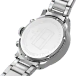 Original Tommy Hilfiger Men’s TRENT Round Shape Stainless Steel Analog Wrist Watch 46 mm – Silver metal belt with Black dial – 1791805 -1